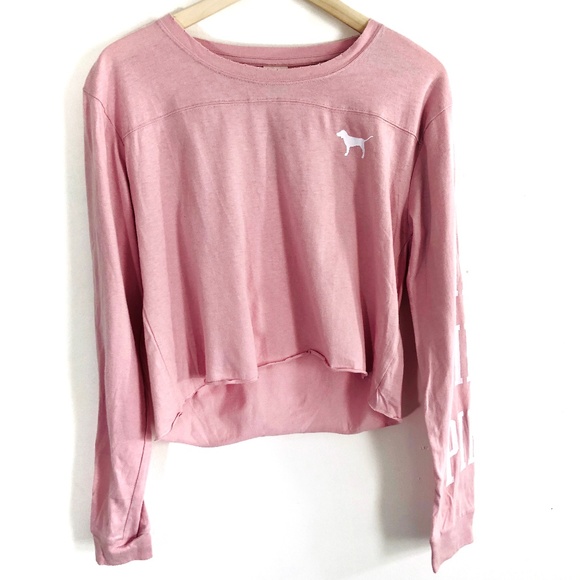 PINK Victoria's Secret Tops - VS PINK | Long Sleeve Logo Crop Top (VS59)